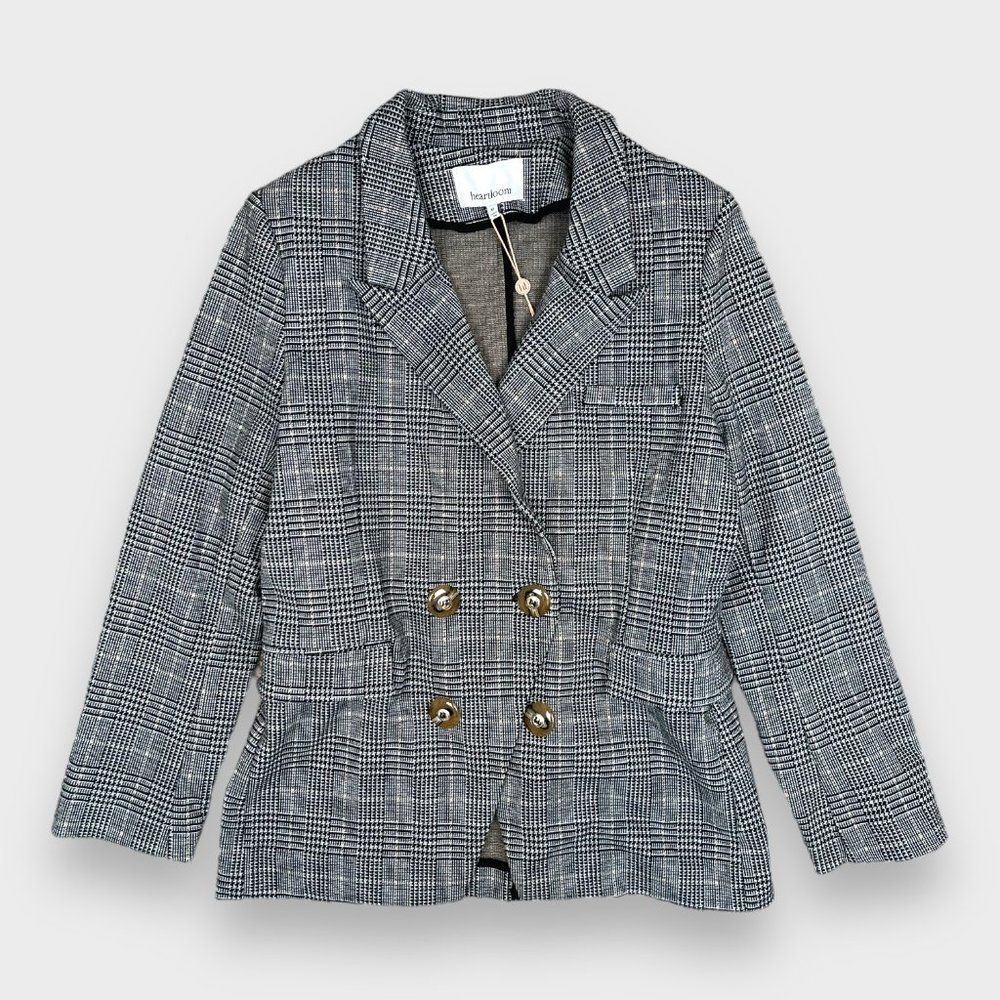 NWT Heartloom Women's Edie Plaid Houndstooth Blazer Coat Jacket Size Medium - Picture 2 of 12